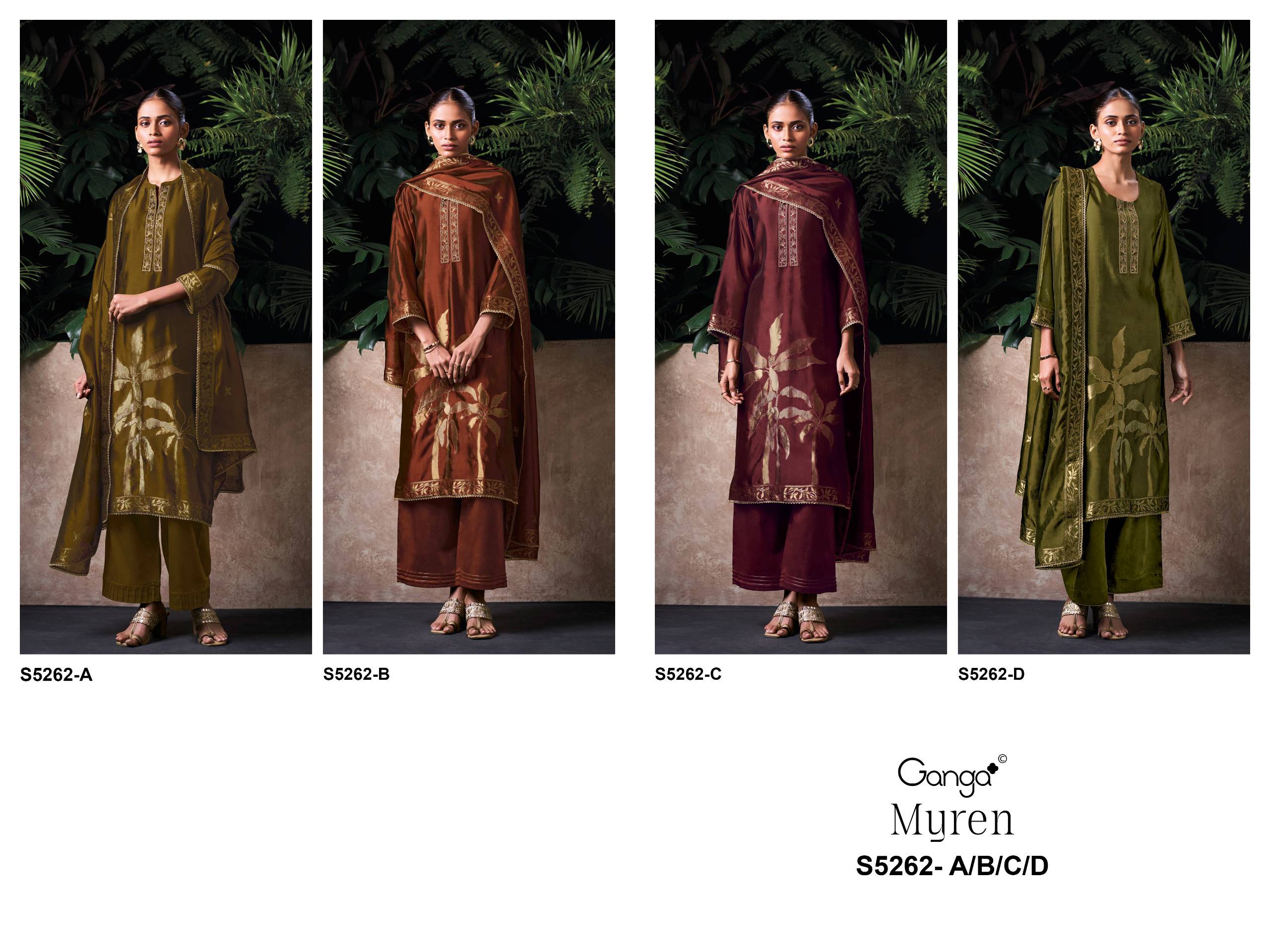 MYREN 5262 SERIES BY GANGA FASHION Beautiful Colourful PURE VISCOSE SILK Dresses At Wholesale Price